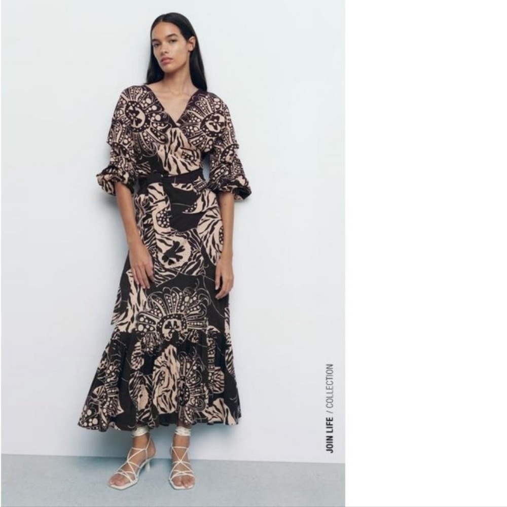 Zara linen blend tropical printed